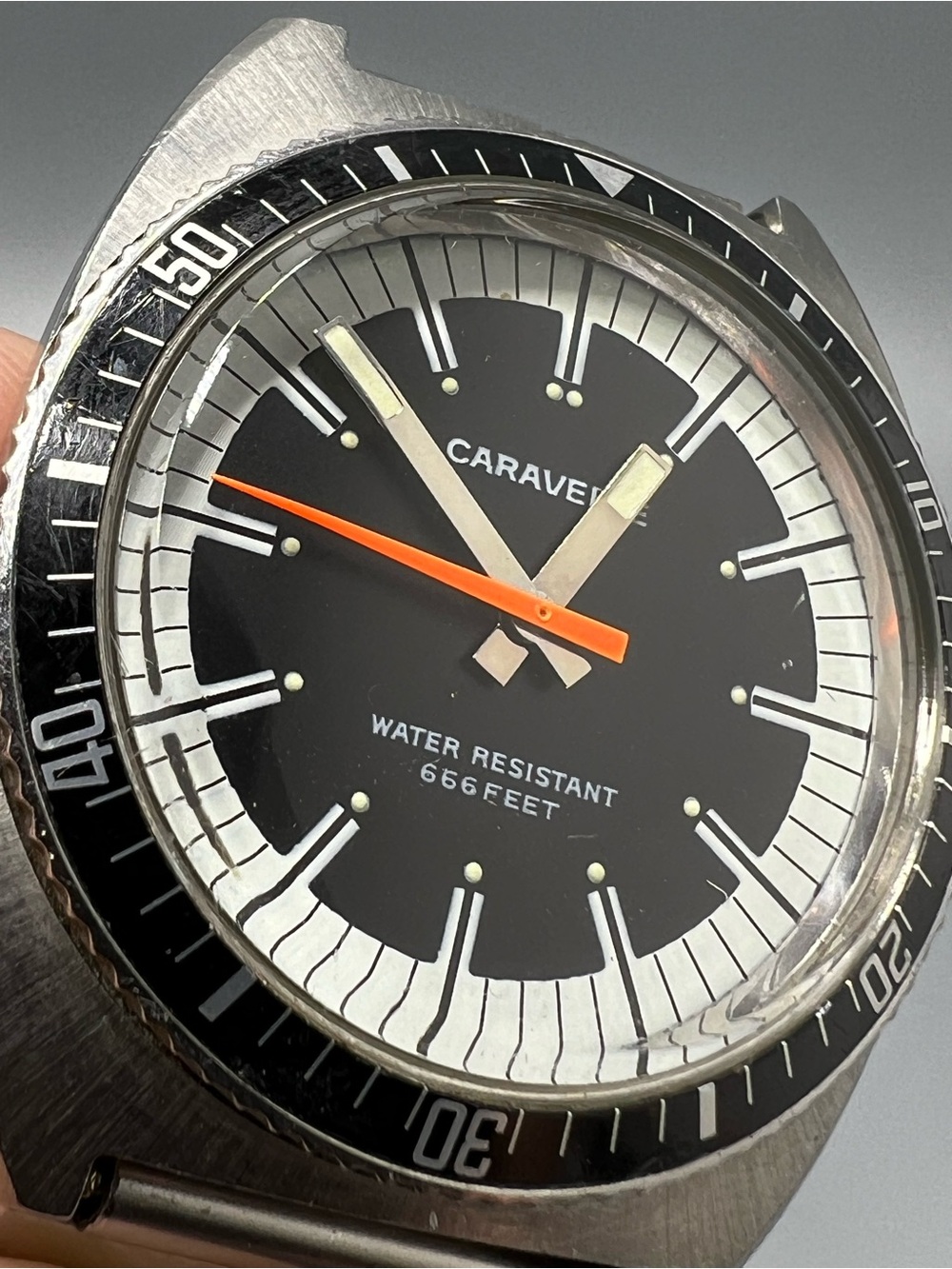 CARAVELLE Devil Diver 666 1970's era Stainless Steel Mans Watch - Picture 6 of 14